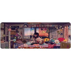 Extended Gaming Mouse Pad, Large Mouse Mat Desk Pad, Big Computer Keyboard Mousepad, 3mm Thick Long Non-Slip Rubber Base, 31.5 X 11.8 Inch (Pink & Purple Clouds)