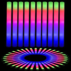 EXCECAR 42PCS Foam Glow Sticks, LED Light Up Foam Sticks with 3 Modes Flashing Changing, Glowing in The Dark for Event Party Wedding Halloween Christmas Concert Supplies