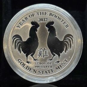 1 oz Silver .999 Year of the Rooster twins Zodiac Horoscope Calander in capsule display