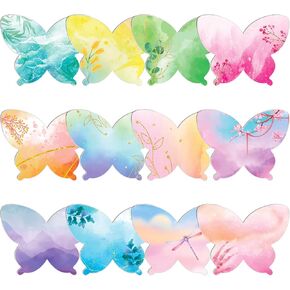 12 Pack Butterfly Shaped Sticky Note,Colored Watercolor Butterfly Self-Stick Notepad Memo Pads Message Note Sticky Pad Markers Flag for Kid Plan Index Student School Office Supplies Stationery Gift