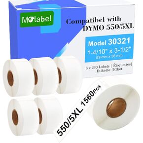 Address Labels Replacement for DYMO 30321 with chip (1-4/10" x 3-1/2") Compatible with DYMO Labelwriter 450, 4XL,550,5XL Rollo & Zebra Desktop Printers [6 Rolls/1560 Labels]