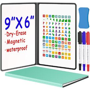 Magnetic Portable Small White Board, 9.5x6.3 Desktop Dry Erase Board Whiteboard for Home School Office Supplies MH790 (M1 Blank (Black))