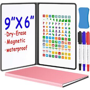 Magnetic Portable Small White Board, 9.5x6.3 Desktop Dry Erase Board Whiteboard for Home School Office Supplies MH790 (M1 Blank (Black))