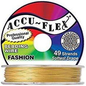 Accu-Flex Beading Wire Nylon Stainless Steel Dijon Gold 49 strands 0.014" (0.3556mm) 100 Ft (30.48m)