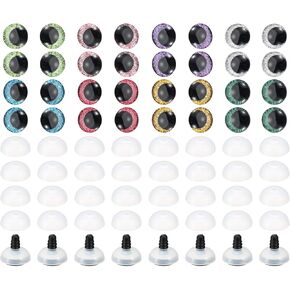 PATIKIL 12mm Flash Safety Eyes, 32 Set Doll Eyes with Washers Soft Buttons Realistic Colorful Crocheting Safety Eyes for Decor Crochet Accessories Dolls Craft, 8 Colors