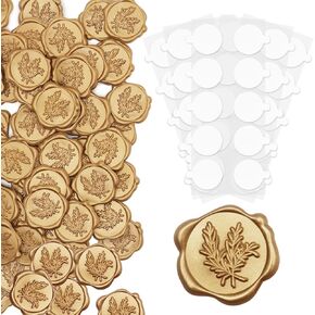 50 Pcs Wax Seal Stickers Self Adhesive Rosemary Envelope Wax Seal Stickers Wedding with 50 Pcs Adhesive Dots Vintage Embossed Invitation Envelope Stickers (Gold)