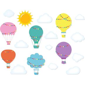 23 Pcs Hot Air Balloons Bulletin Board Cutouts Set Clouds Accents and Sun Colorful Large Bulletin Board Cutouts Classroom Decor Supplies