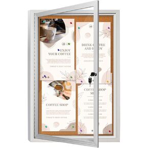 Outdoor Enclosed Bulletin Board Weatherproof, Lockable Cork Noticeboard with Tempered Glass Locking Door, 36x24 inches Secure Display for Notices, Posters & Memos