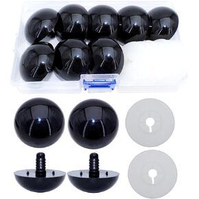 16Pcs Extremely Large Safety Eyes and Secure Washers - Thalinfayi 40mm/1.57inch Black Plastic Safety Eyes Craft Eyes for Amigurumi, Crafts, Crochet Doll DIY Stuffies Working Supplies