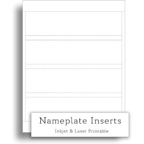 White Printable Nameplate Inserts - 8" x 2" - Blank Perforated Paper Nameplate Inserts for Inkjet & Laser Printers - Heavyweight Cardstock - 4 per page - 25 Sheets / 100 Blank Inserts