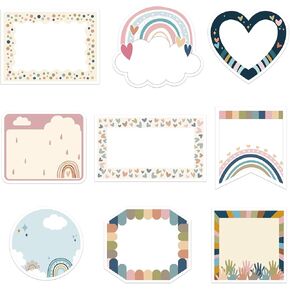 Sabary 90 Pcs Groovy Teacher Name Tag Retro Hippie Name Tags Self-Adhesive Stickers Boho Daycare Name Labels for Desk Clothes Classroom Kindergarten Bulletin Board Decor 10 Sheets(Groovy Style)