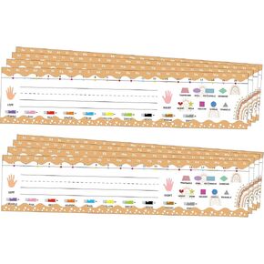 Desk Name Plates Student Tags for Classroom 13X3 inch Boho Classroom Desk Name Tags 25Pcs Name Plates Stickers Ruler Number Multiplication Chart for Classroom Desk Bulletin Board Decor (Boho)