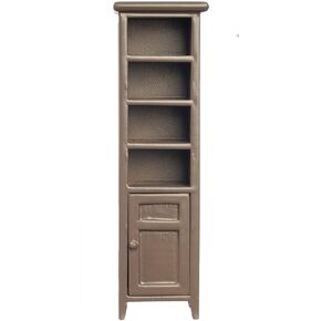 Melody Dollhouse Tall Slim Brown Space Saver Bathroom Cabinet Miniature Furniture