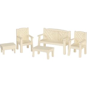 Dollhouse Miniature 1/2in Garden Set, 5 pc, White #T0277