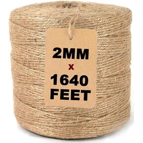 ARISKEY 3mm Jute Twine for Crafts,1313Feet Garden String Heavy Duty Rope for Crafting and Weaving Projects,Plants Climbing and Packing Material