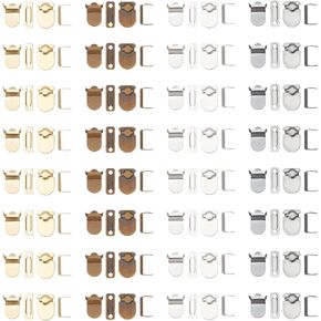 PLIGREAT 32 Pairs 4 Colors Hooks and Eyes No Sew Closure Fasteners, Metal Waistband Hook and Bar Fastening No Sew Hooks for Pants Clothing Trousers Skirt Dress DIY Sewing Crafts