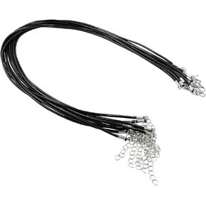 10 Pieces 2mm Black Leather Cord Necklace with Lobster Clasp Ideal for Jewelry Making, Pendants, and Bracelets DIY Projects Beading Supplies