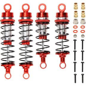 RCAWD 4x Full Alloy Front Rear Losi mini 2 Shocks Absorber Damper Oil Filled Type For Losi 1-16 Mini-B 1-18 Mini-T 2Wd Rc Car(Red)