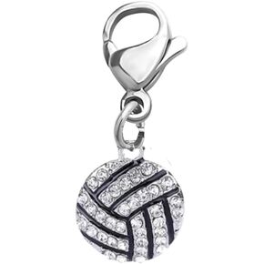 Sportybella Volleyball Clip on Charm, Zipper Pull, Purse/Lanyard/Bracelet Volleyball Charms for DIY Jewelry Gifts for Volleyball Players