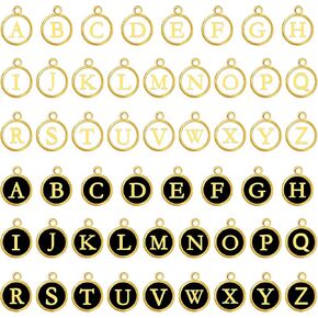 104 PCS Letter Charms for Jewelry Making 4Colors Metal Letter Charms for Bracelets Initial Charms Double Sided A-Z Alphabet Charm for DIY Necklace Bracelet Earrings Jewelry Supplies Making