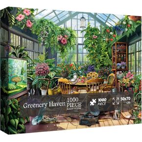 Flower Plant Garden Puzzle 1000 Pieces for Adults, Spring Greenhouse Jigsaw Puzzle Botanical, Colorful Floral Puzzle