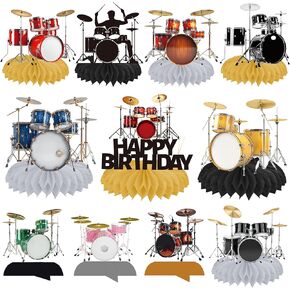 Drum Honeycomb Centerpieces 12Pcs Drum Birthday Party Table Centerpieces Drum Music Party Table Decorations for Drummer Birthday Party Drum Theme Baby Shower Supplies