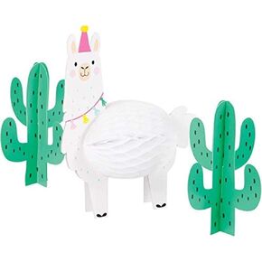 Creative Converting Party Centerpiece, Llama: 10" x 7.5" x 4" 3D Cacti: 6.75" x 5" x 5", Multi-colored