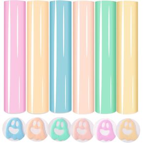 Puff Vinyl Heat Transfer -12 * 10inches 6 Sheets Pastel 3D Puff HTV Iron On Vinyl Candy Color HTV Green Puff Heat Transfer Vinyl for T-Shirts Compatible with Sillhoutte Cameo or Cricut