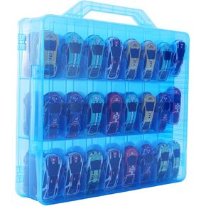 Toy Car Storage Organizer Case for Hot Wheels Car - Double Sided Display Carrying Container Holder for Matchbox Cars, LOL Surprise Dolls, and Shopkins - 48 Compartments.(Blue) in Saudi Arabia