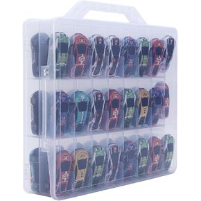 Toy Car Storage Organizer Case for Hot Wheels Car - Double Sided Display Carrying Container Holder for Matchbox Cars, LOL Surprise Dolls, and Shopkins - 48 Compartments.(Blue)