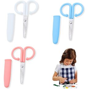 3 Pack Mini Scissors Set Travel Needlepoint Tiny Scissors for Crafts Small with Cover Micro Scissors for Sewing Safe Crochet Case Scissor for Knitting Colors Paper Cutting (3.7 in)
