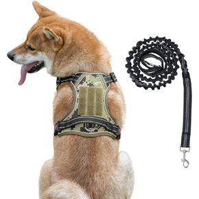 Dog Harness and Leash Set,No Pull Dog Harness,Adjustable Soft Padded Pet Vest with Easy Control Handle for Small Medium Large Dogs (Forest Camo,L)