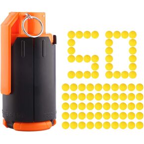 CS Plastic Grenade Toy, Tactical Plastic Modified Crystal Water Bullet Bomb with 50PCS Rounds Refill Bullet Balls Ammo - (Light Blue)