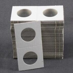 100 1.5x1.5 Cardboard Coin Holders HALF DOLLARS