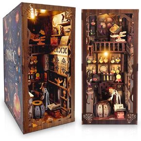DIY Book Nook Kit, with Magic Trick eBook, Mallet, 308 Pcs Advanced Model, Led Light & More, Book Nook Kit, Crafts for Adults & Teens, Wood 3D Puzzle Book Nook Kits for Adults, Ages Over 14, Booknook