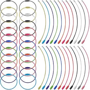 Oubaka 48pcs Stainless Steel Wire Key Rings 6 Inch Cable Wire Key Chain 1.5mm Colored Coated Keychains Cable Luggage Tag Cable Loops Connecter for Keyrings, Luggage Tags, ID Tag Keepers(12 Colors)