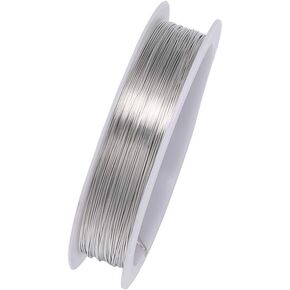 Silver 1 Roll Sturdy Alloy Copper Wire Dia 0.2/0.3/0.4/0.5/0.6/0.7/0.8/1 mm Thread Metal String Jewelry Beading Wire for DIY Jewelry Making Supplies and Craft (Rhodium, 0.2mm-20m Per Roll) Jewelry Findings