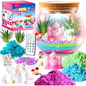 VigorFun Mermaid Terrarium Kit for Kids - Creative LED Night Light Gifts for Girls Birthday Age 3+, DIY Arts & Crafts Light Up Kit, Mermaids Toys for Kids 4 5 6 7 8 9 10 Year Old