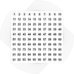 AIEX 25 Sheets Numbers Stickers 1-100 Vinyl Number Sticker Labels Waterproof Sorting Organize Boxes Storage Lockers Indoor Outdoor Office School Supplies (White, 1cm)