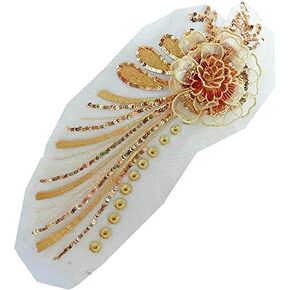 1 Pcs Embroidery Lace Applique Wedding Dress Lace Trim Sew on Floral Patches DIY Lace Motifs (Black) … in Kuwait