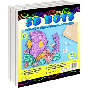 3D Dots, 400 Pieces, Foam Dot Measures 1/4" high x 1/2" Diameter, Double-Sided Adhesive, Pop Dots for Art, Craft, Collage, Card Making and Rubber Stamping