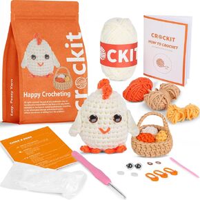 Crochet Kit for Beginners, Beginner Crochet Kit for Adults Kids Christmas Gifts, Crochet Stuffed Animal Kit, DIY Chick Knitting Kit Easter Eggs, Amigurumi Crochet Starter Kit with Step-by-Step Video