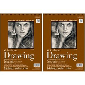 2-Pack - Strathmore 400 Series Drawing Pad, 9"x12" Wire Bound, 24 Sheets Each