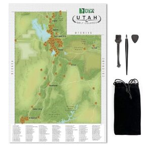 خريطة GOLF Maps USA Utah State Golf Scratch مع 111 ملعبًا - طباعة جولف قابلة للخدش مع أعلام حمراء لافتة للنظر - ديكور حائط لعبة الجولف - هدية ملصق فريدة للاعبي الجولف (تم تحديثها في ديسمبر 2021)