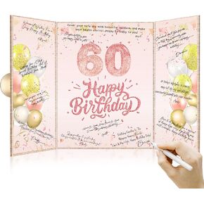 Tnvee Black Gold Birthday Party Decorations for Man Women, Large 19" x 12.2" Happy Birthday Signature Guest Book Signing Big Card Board Party Supplies Gifts for Mom Dad Friends Kids