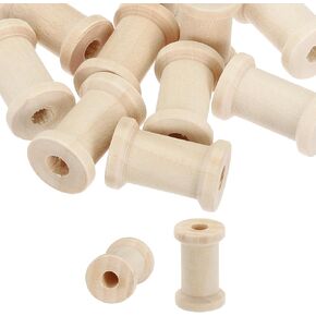 PATIKIL Wooden Empty Spools 1" x 0.4", 10Pcs Unfinished Wood Sewing Thread Spool Natural Wire Weaving Bobbins for Crafts Embroidery, Wood Color