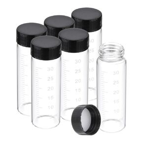 PATIKIL 6pcs 15ml Small Brown Glass Vials with White Screw Cap, Borosilicate Glass Graduated Sample Bottles for Solid Liquid Powder Storage