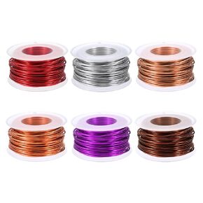 PATIKIL 18 Gauge 1 mm Aluminum Craft Wire, 49.2 ft Metal Wire 6 Roll Armature Bendable Wire for Jewelry Making Metal Wrap DIY, Rose Gold/Purple/Steel Blue/Silver/Bronze/Light Pink