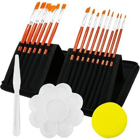 AUREUO Mixed Paint Brush Set 25 Piece Nylon & Bristles Brushes for Acrylic, Oil, Watercolor - Small Round Flat Pointed Tip Art Paintbrush Supplies for Kids, Students, Beginners & Artists
