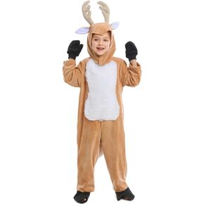 Kids Christmas Reindeer Costume Deer Animal Outfits Onesie Party for Boys and Girls